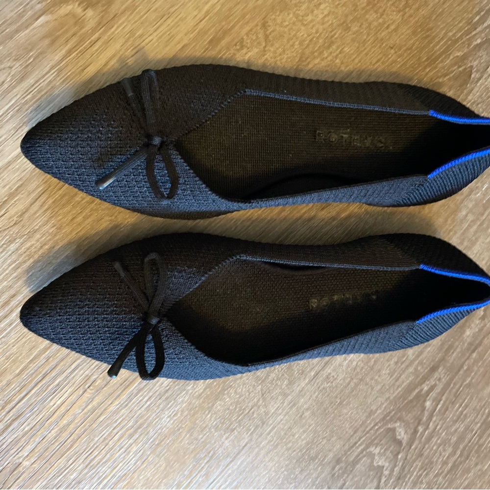 Rothy's Point Women's Black Bow Flats - Picture 2 of 9